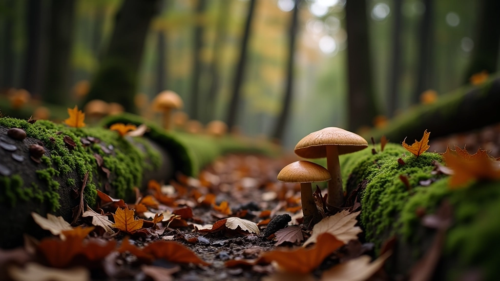 Rūdīts mežs ar rudens lapām, ideāls sēņošanas apstākļi, tradicionālo Latvijas sēņošanas sezonas ainas
